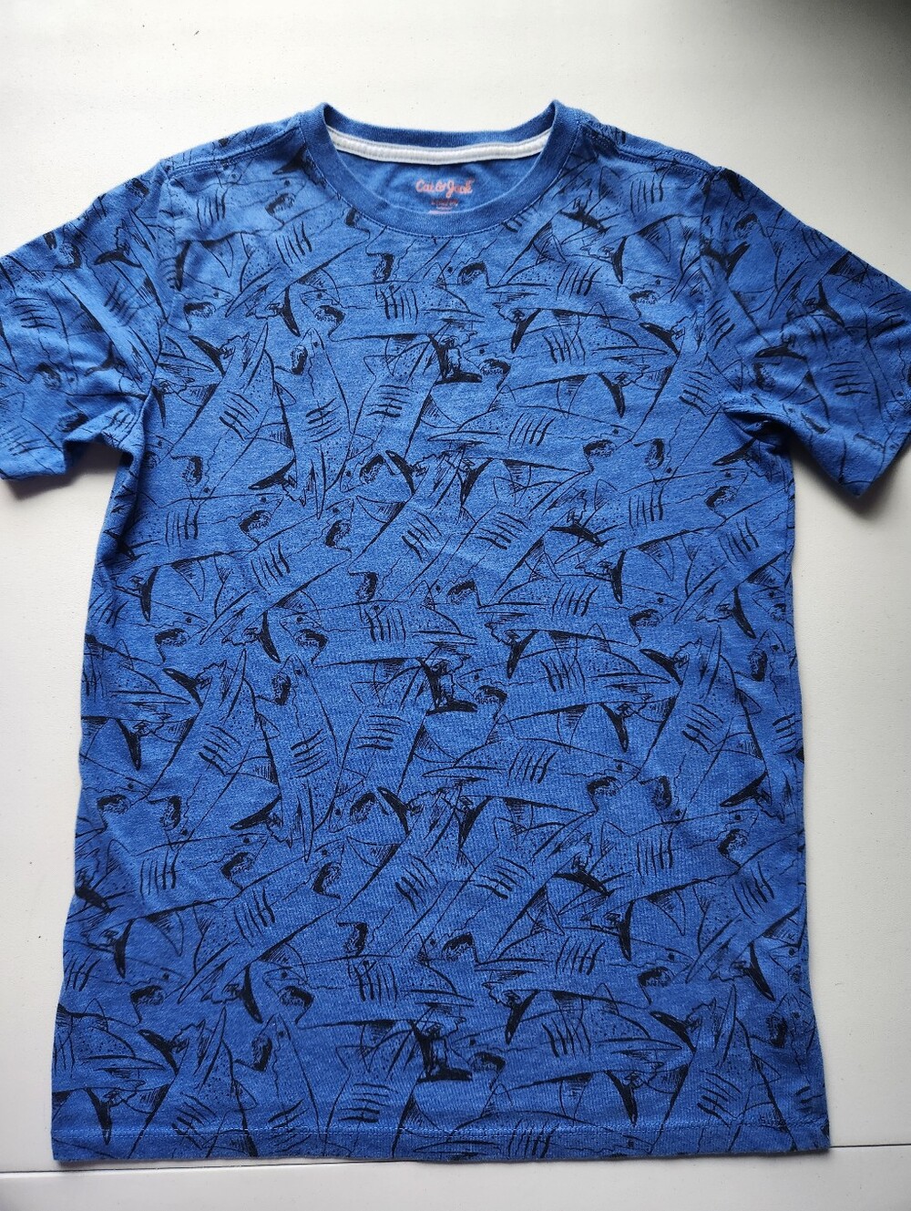 Cat & Jack Blue Shark-Print Short Sleeve Tee